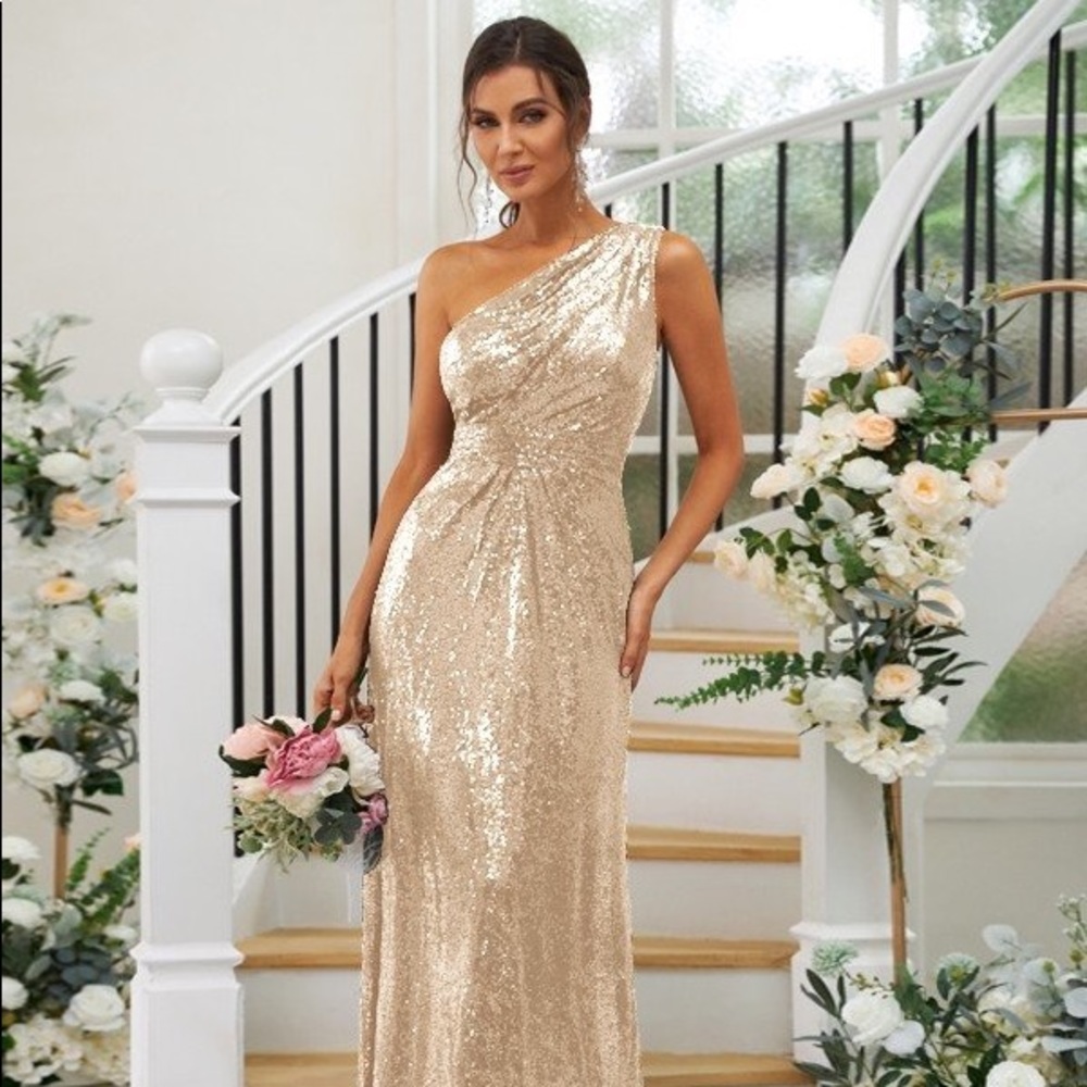 Champagne Sequin Bridesmaid Dress